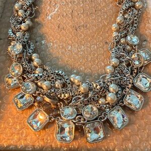 Chloe + Isabel Silver Crystal and Pearls Necklace